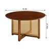 Sapphtopaz Round Dining Table 31.5" Solid Wood and Rattan Workmanship Dinette Table Kitchen Table - 2 of 4