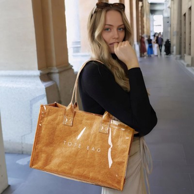 FATMOON Retro Tote Bag - Vintage DuPont Letter Design, Large Capacity, Minimalist Style for Women