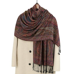 Anna-Kaci Soft Paisley Wrap Shawl with Fringe Lightweight Warm Oversized Scarf 72.5×28 Inches - 1 of 2