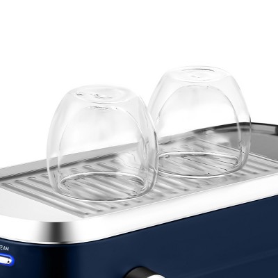 Sapphire Blue Semi-Automatic Espresso Machine with Steam Wand