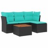 5 Piece Patio Sofa Set with Cushions Poly Rattan vidaXL - 2 of 3