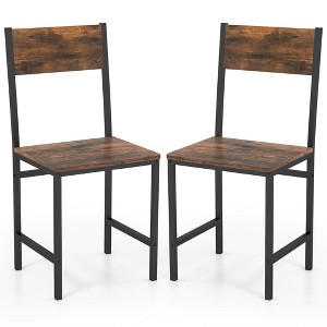 Tangkula Set of 2 Dining Chairs w/Metal Legs Slanted Back Wide Seat for Living Room - 1 of 4