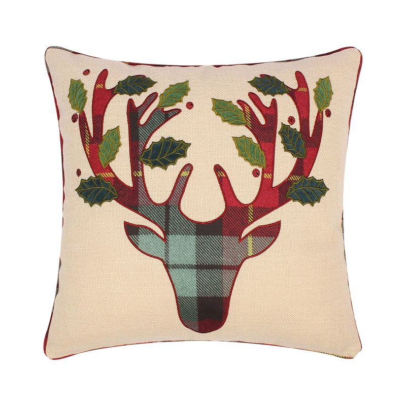 Yuletide Plaid Applique Pillow 18x18 -Levtex Home, 1 of 4