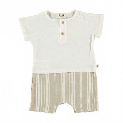 Girl Kid's Henley Romper - Petit Indi