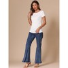 INSPIRE CHIC Women's Round Neck Short Sleeve Ruffle Cuff Textured Ribbed Knit Shirt - 4 of 4