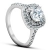 Pompeii3 2 1/4 Ct Diamond & Moissanite Cushion Halo Engagement Ring 14k White Gold - 3 of 4