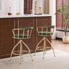 Karl Home 2 Piece Set of Green Swivel Bar Stools with Burlap Seat and Khaki Powder - Coated Iron Legs - 4 of 4