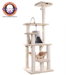Armarkat 65" Real Wood Cat Tree With Sisal Rope, Hammock, soft-side playhouse A6501 - 1 of 4