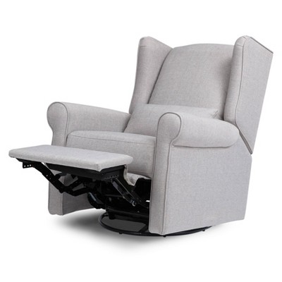 Misty Grey Swivel Recliner with Wingback Design