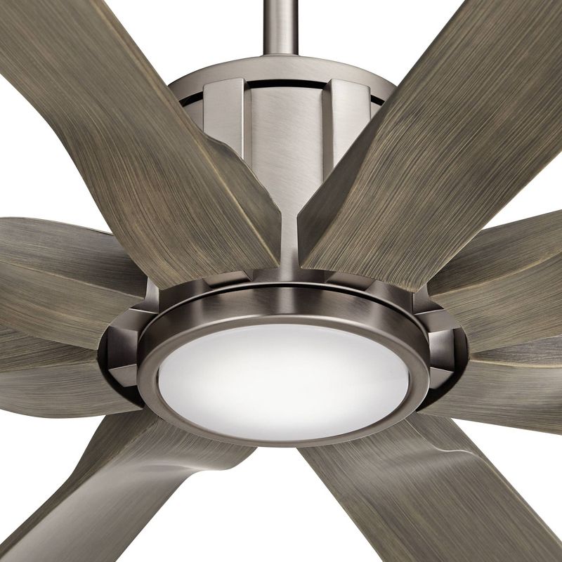 80" Possini Euro Design Defender Modern Indoor Outdoor Ceiling Fan with Dimmable LED Light Remote Brushed Nickel Oak Damp Rated for Patio Exterior, 3 of 10