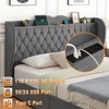 Velvet Upholstered Platform Bed with Storage Drawers & USB Charging Station, No Box Spring Needed - 3 of 4