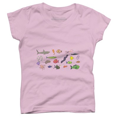 Girl's Design By Humans Funny sea creatures cartoon illustration By thefrogfactory T-Shirt