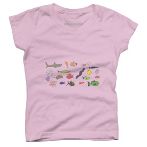 Girl's Design By Humans Funny sea creatures cartoon illustration By thefrogfactory T-Shirt - 1 of 3