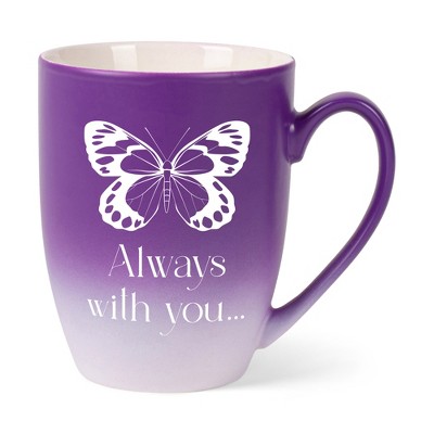 Elanze Designs Always With You Two Toned Ombre Matte Purple and White 12 ounce Ceramic Stoneware Coffee Cup Mug
