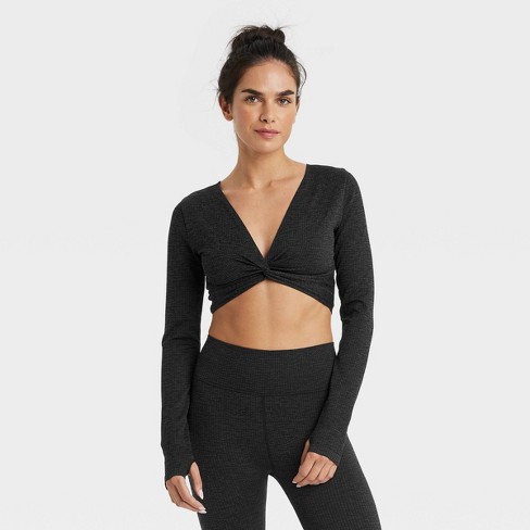 Seamless Long Sleeve Crop - Black – Girls Who Lift