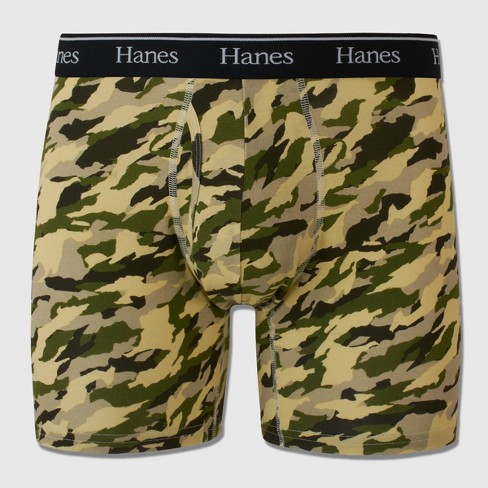 Hanes Originals Premium Men's Camo Print Boxer Briefs - Green/Brown S
