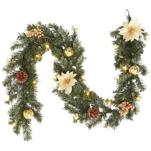 6FT Christmas Garland, Artificial Christmas Decorations, Festive Greenery for Mantel Staircase Doorway Fireplace, Holiday Home Decor - 1 of 4
