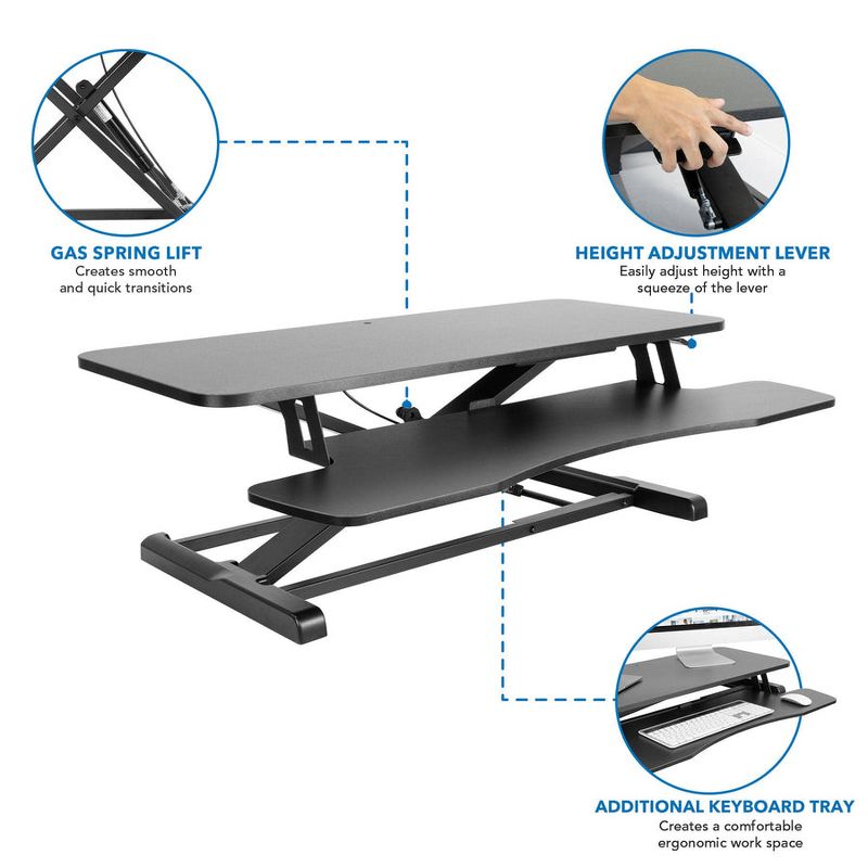 Mount-It! Standing Desk Converter | Height Adjustment from 4.3" to 19.9" | 37 Lbs. Weight Capacity | Black, 5 of 11