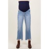 Pinkblush Light Blue Distressed Hem Cropped Straight Leg Jeans - 3 of 4