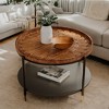 Hommoo Solid Wood Round Coffee Table – Metal Frame Mid-Century Tea Table - 2 of 4