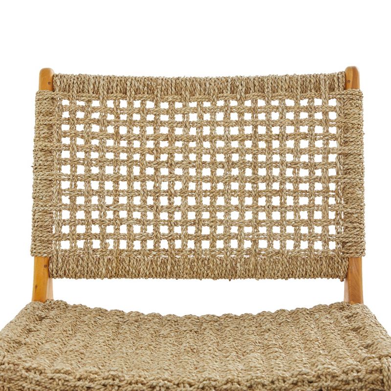 Modern Teak Wood and Woven Seagrass Accent Chair Brown - Olivia &#38; May, 5 of 8