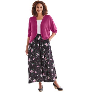 Woman Within Plus Size Rib Trim Cardigan Shrug - 1 of 4