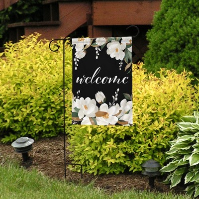 White Magnolias Welcome Spring Garden Flag 12.5" x 18" Polyester