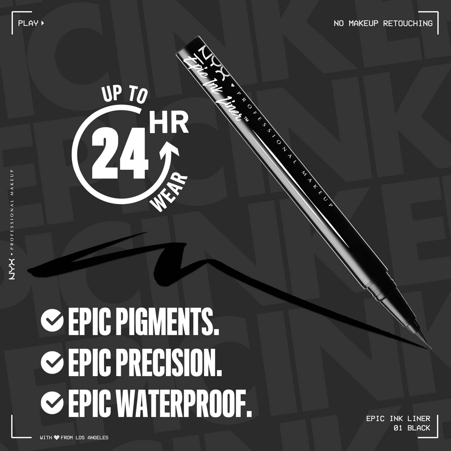 Подводка для глаз NYX Professional Makeup Epic Ink Liner, Black, 0.03 fl oz, цвет: Чёрный — фото 4