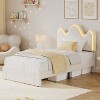 Full Platform Bed for Kids, Adjustable Boucle Headboard, Storage Drawer, Lamb Fleece Upholstery, Wooden Slats, No Box Spring, Pink - 3 of 4