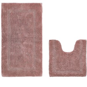 Lux Premium 100% Cotton Tufted Solid Reversible 2 PC Bath Rug Set – Ultra-Soft, Water-Absorbent, Durable, Machine Washable Bathroom Rug - 1 of 4