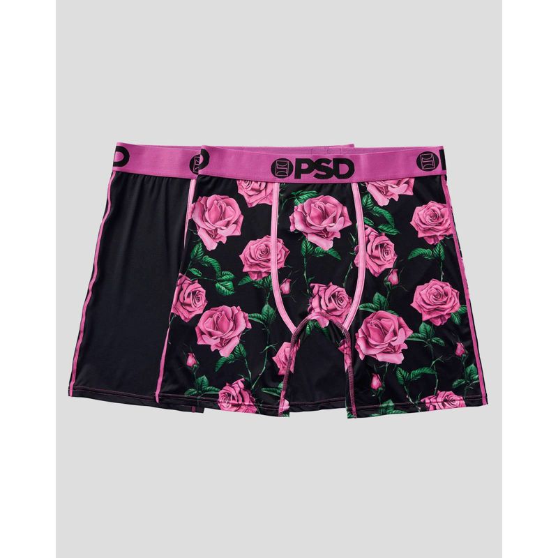 PSD Men&#39;s Rose Floral Print Boxer Briefs 2pk - Pink/Green/Black, 1 of 4