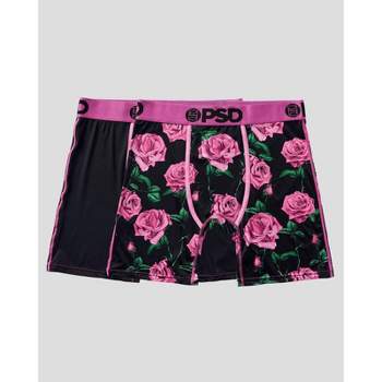 PSD Men's Rose Floral Print Boxer Briefs 2pk - Pink/Green/Black