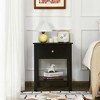 Costway 2PCS End Table Nightstand Storage Display Drawer Shelf Beside Table White\Black - 3 of 4