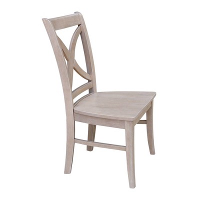 Vineyard Washed Gray Taupe Solid Wood Cross-Back Side Chair