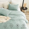 BAGOKIE 3 Pieces Striped Flannel Comforter Bed Set with 2 Pillowcases - 2 of 4