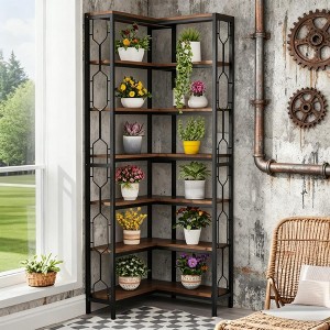 JANSNO 78.7" Industrial 7-Tier Corner Bookshelf - L-Shaped Display Shelf - 1 of 4