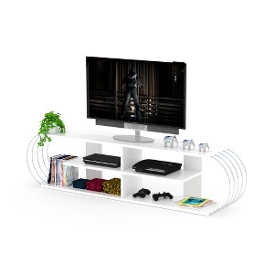 68" Engineered Wood Mid Century Modern TV Stand with 4 Open Shelves and Entertainment Centre for Living Room and Bedroom - 1 of 4