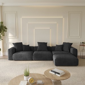 Sectional Couches for Living Room,142inch L Shaped Cloud Couch Corduroy Modular Sectional Sofa,4 Seater Sofa - 1 of 4