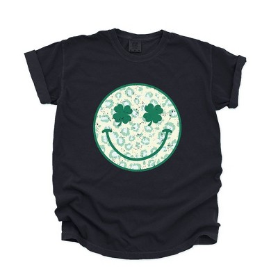 Simply Sage Market Women's Clover Leopard Smiley Faces Short Sleeve Garment Dyed Tee