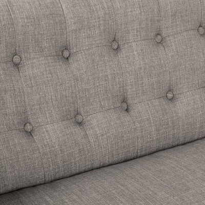 Gray Polyester Loveseat with Coffee Legs