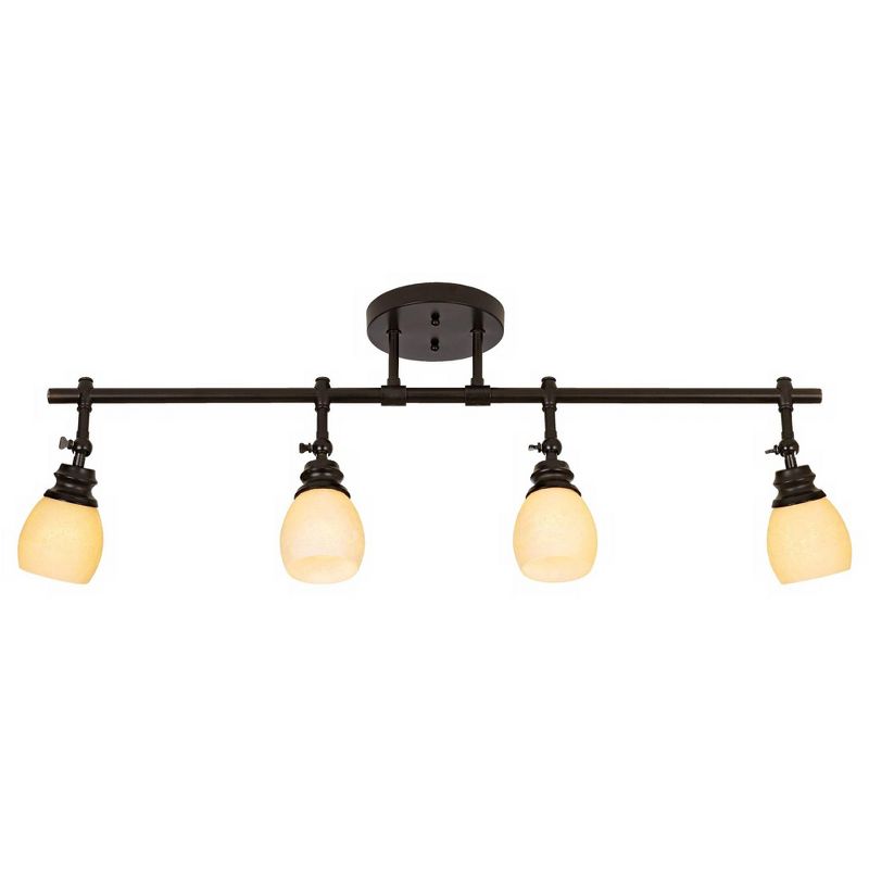 Pro Track Elm Park 4-Head Complete Ceiling or Wall Track Light Fixture Kit Spot Light Oil Rubbed Bronze Finish Amber Glass Western Kitchen 36" Wide, 1 of 10