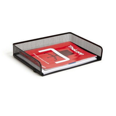 TRU RED Side Load Stackable Metal Letter Tray Matte Blk TR57567-CC