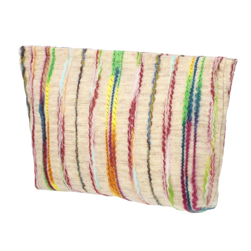 Unique Bargains Stripes Pattern Rainbow Zipper Makeup Bag Multicolored 1 Pc, 1 of 8
