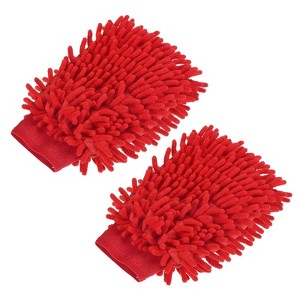 Unique Bargains House Cleaning Microfiber Soft Chenille Wash Double-Sided Dusting Gloves 2 Pcs - 1 of 4