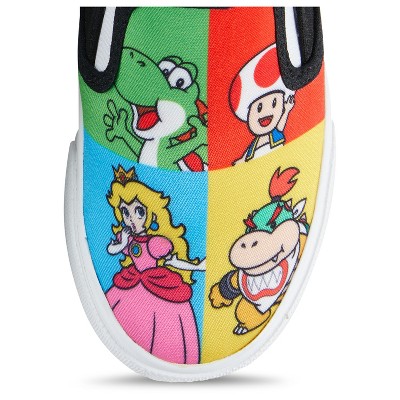 Мужские кроссовки Nintendo Boys Nintendo Mario Athletic Sneakers - Super Mario Slip On Shoes - Mario, Luigi, Kirby and Donkey Kong Slip On Canvas Sneakers (Black, 2) — фото 5