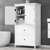 43.30"Bathroom Storage Cabinet, Cabinet with Two Doors and Drawers, Adjustable Shelf, Black - 3 of 4