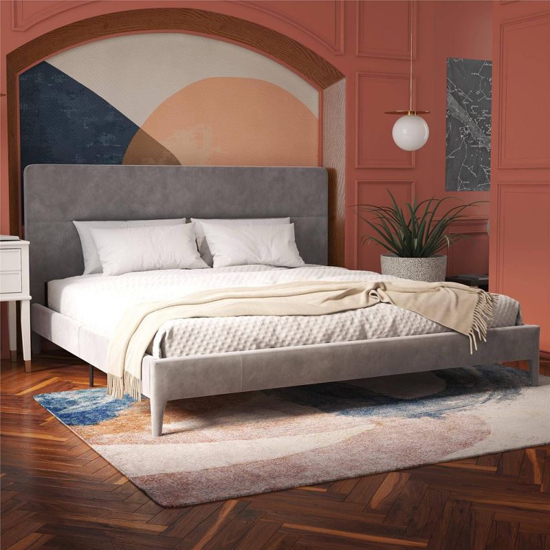 Westerleigh Upholstered Platform Bed with Minimalist Tufted Headboard Light Gray - CosmoLiving by Cosmopolitan, 3 of 12