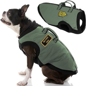 Gooby Military Vest, Small Dog Jacket Coat Vest with Lift Handle, Green, X - 1 of 1