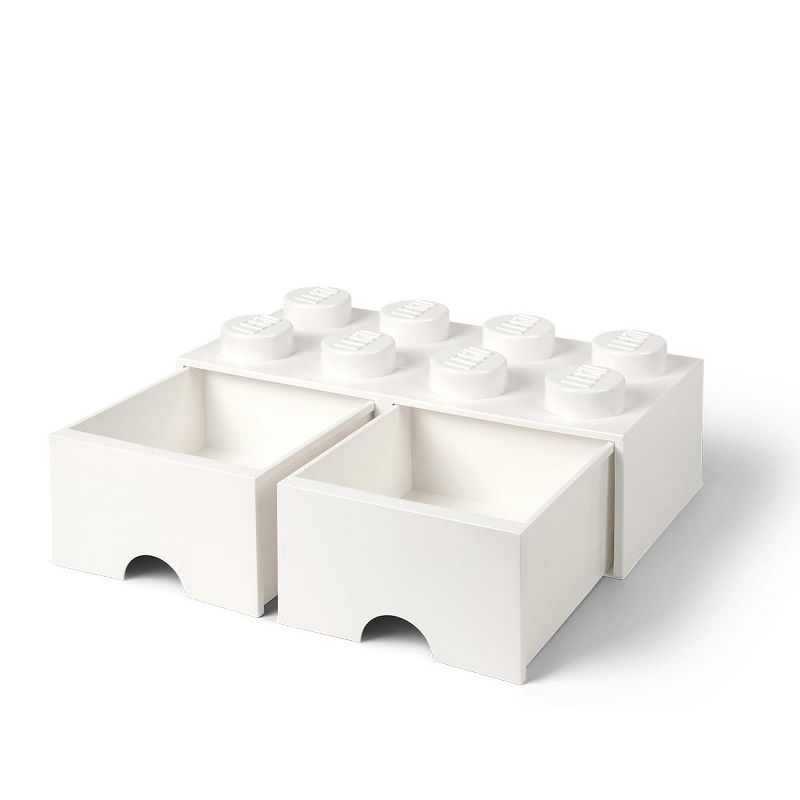 Room Copenhagen LEGO Brick Drawer, 8 Knobs, 2 Drawers, Stackable Storage Box, White, 1 of 2