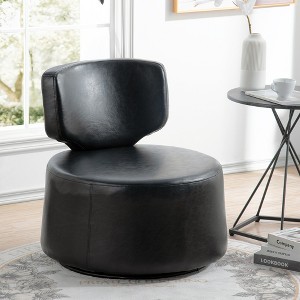 29.13"W PU Fabric Swivel Chair with Spacious Seat, 360° Rotating Base and Sturdy Wood Frame for Living Room - 1 of 4